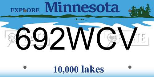 692WCV Minnesota License Plate