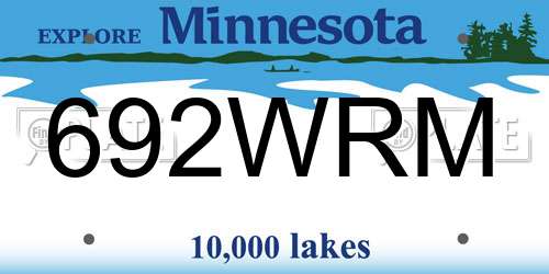 692WRM Minnesota License Plate