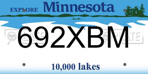 692XBM Minnesota License Plate