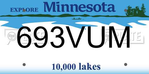 693VUM Minnesota License Plate