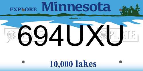 694UXU Minnesota License Plate