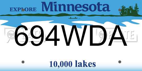 694WDA Minnesota License Plate