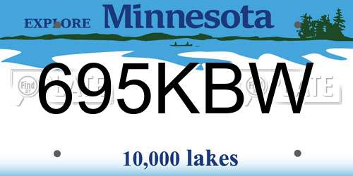 695KBW Minnesota License Plate