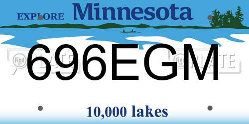 696EGM Minnesota License Plate