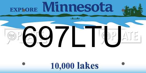 697LTU Minnesota License Plate