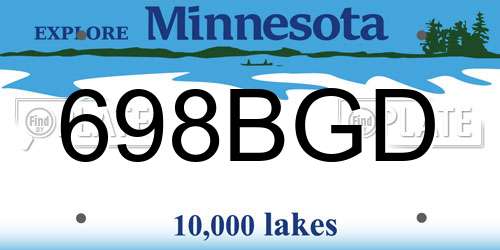 698BGD Minnesota License Plate