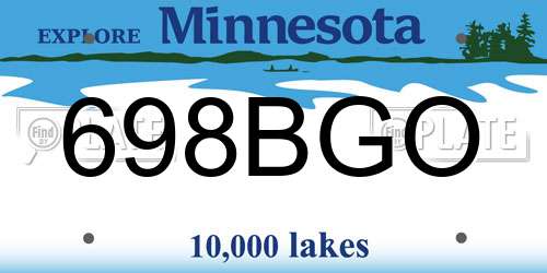 698BGO Minnesota License Plate