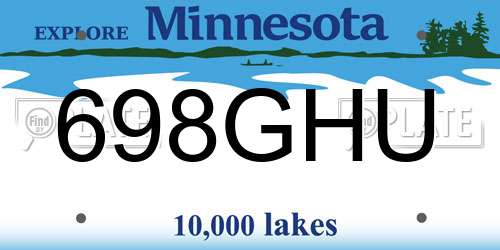 698GHU Minnesota License Plate