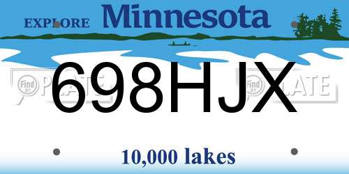 698HJX Minnesota License Plate
