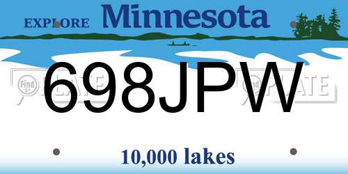 698JPW Minnesota License Plate