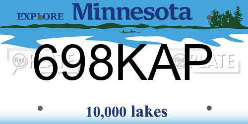 698KAP Minnesota License Plate