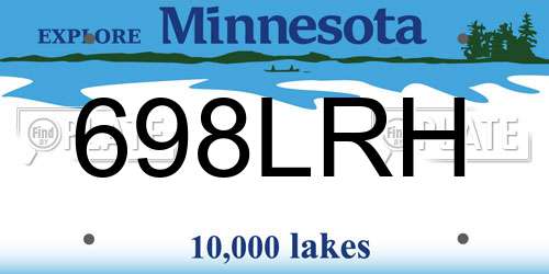 698LRH Minnesota License Plate