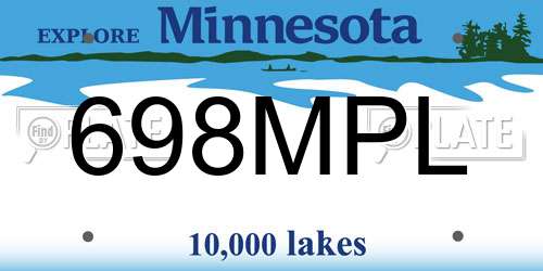 698MPL Minnesota License Plate