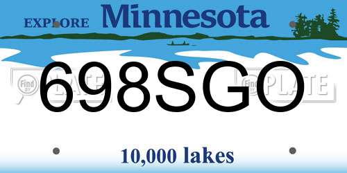 698SGO Minnesota License Plate