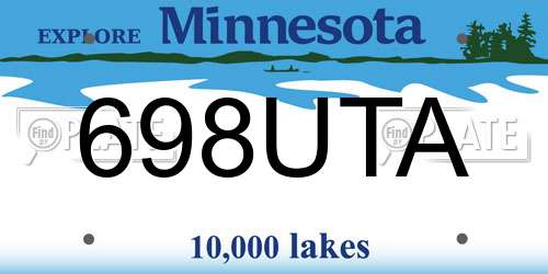 698UTA Minnesota License Plate