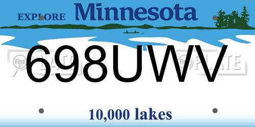 698UWV Minnesota License Plate