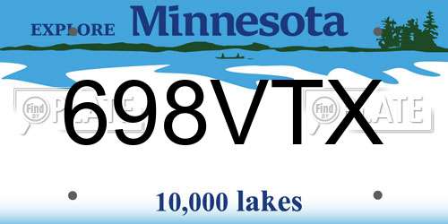 698VTX Minnesota License Plate