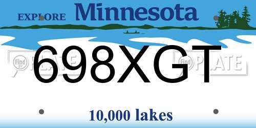 698XGT Minnesota License Plate