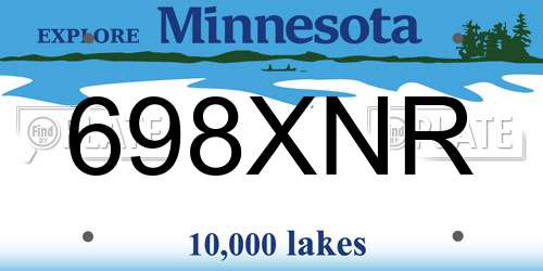 698XNR Minnesota License Plate