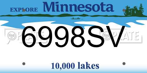 6998SV Minnesota License Plate