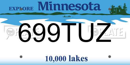 699TUZ Minnesota License Plate