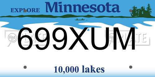 699XUM Minnesota License Plate