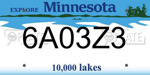 6A03Z3 Minnesota License Plate