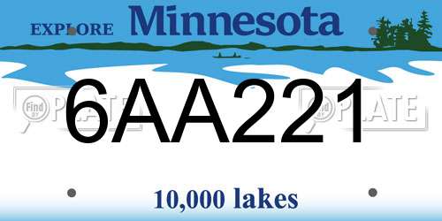 6AA221 Minnesota License Plate