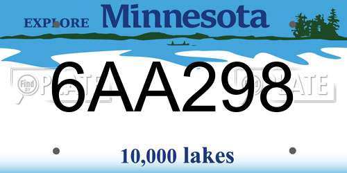 6AA298 Minnesota License Plate
