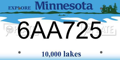 6AA725 Minnesota License Plate