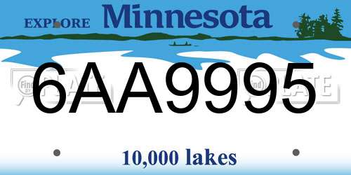 6AA9995 Minnesota License Plate