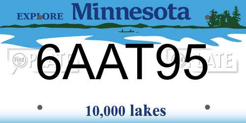 6AAT95 Minnesota License Plate