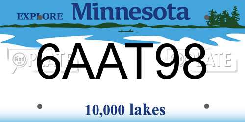 6AAT98 Minnesota License Plate