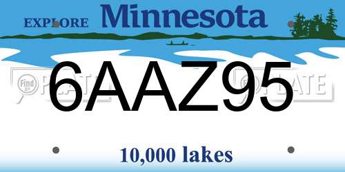 6AAZ95 Minnesota License Plate