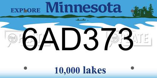 6AD373 Minnesota License Plate