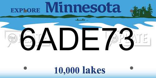 6ADE73 Minnesota License Plate