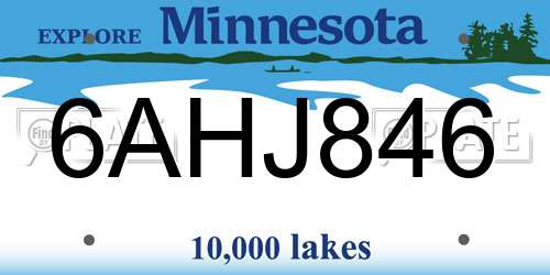6AHJ846 Minnesota License Plate