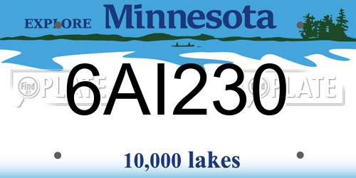 6AI230 Minnesota License Plate