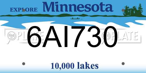 6AI730 Minnesota License Plate