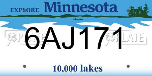 6AJ171 Minnesota License Plate