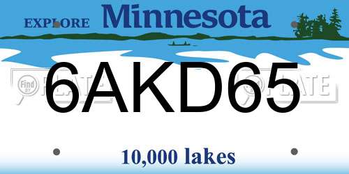 6AKD65 Minnesota License Plate