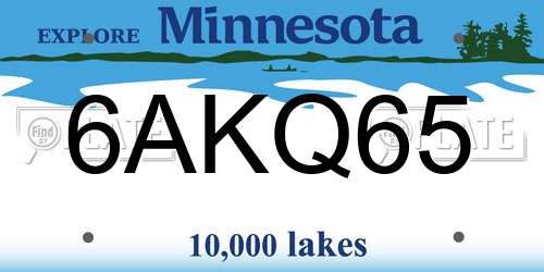 6AKQ65 Minnesota License Plate