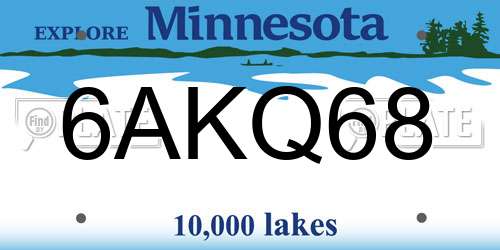 6AKQ68 Minnesota License Plate