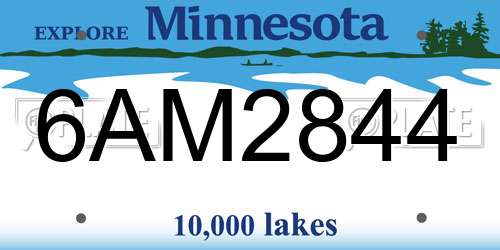 6AM2844 Minnesota License Plate