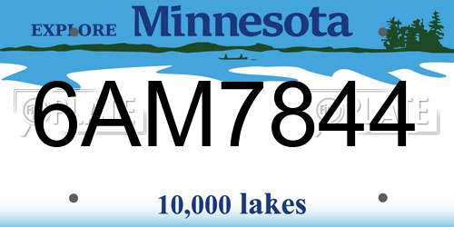 6AM7844 Minnesota License Plate