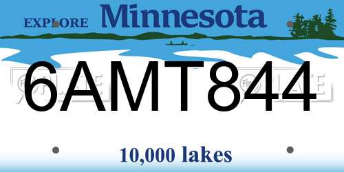 6AMT844 Minnesota License Plate