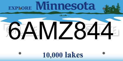 6AMZ844 Minnesota License Plate