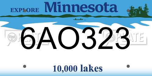 6AO323 Minnesota License Plate