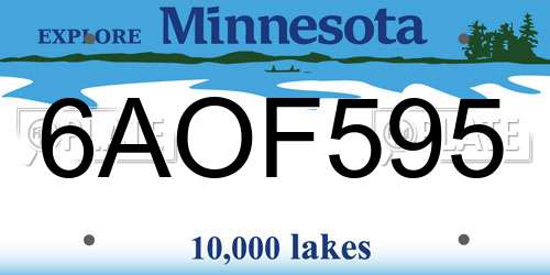 6AOF595 Minnesota License Plate