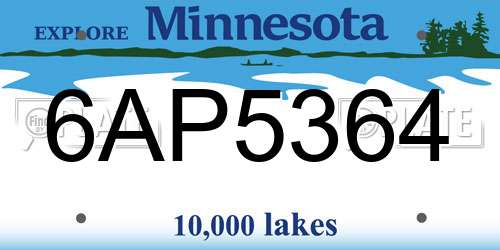 6AP5364 Minnesota License Plate